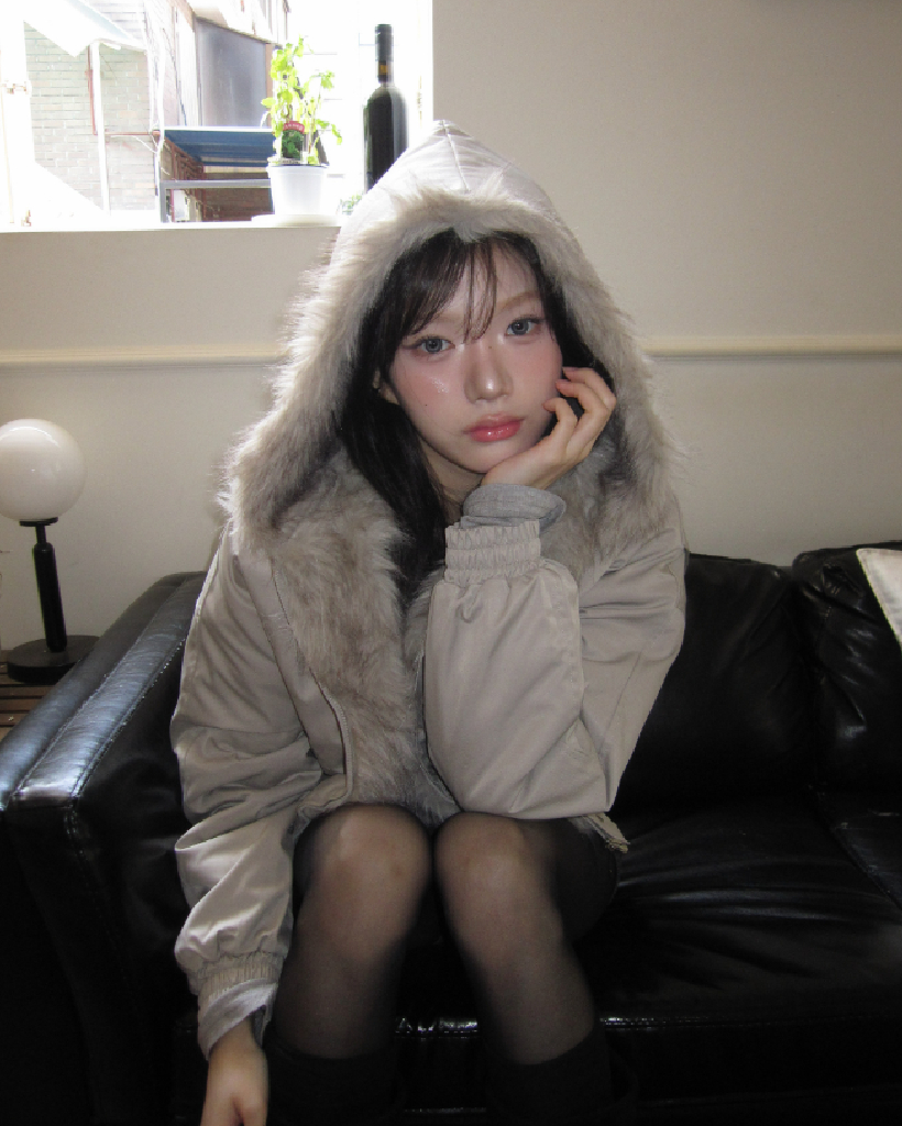 (2color)フード付き中綿ジャケット