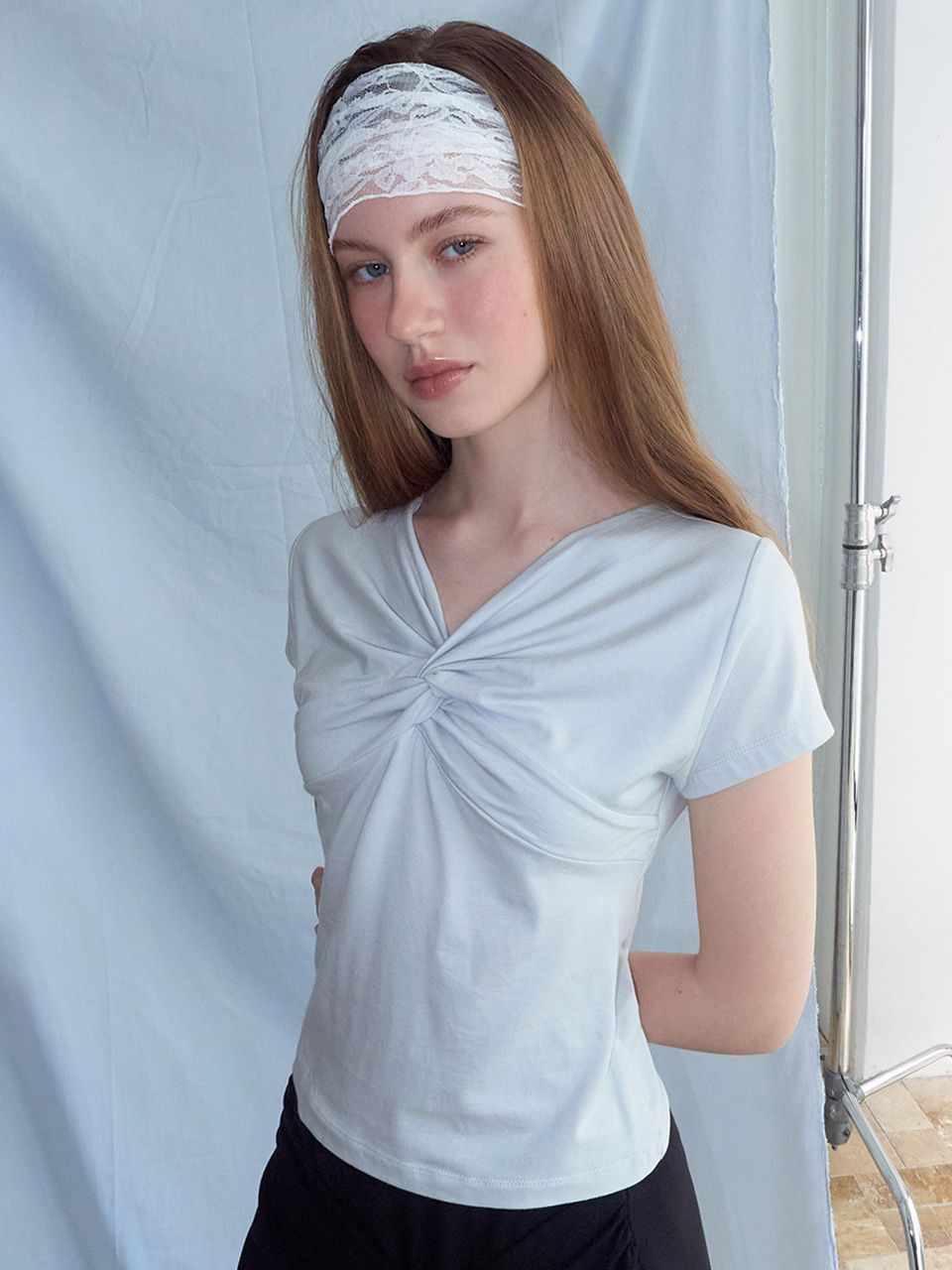 Twist Knot T-Shirt, Greyish Blue