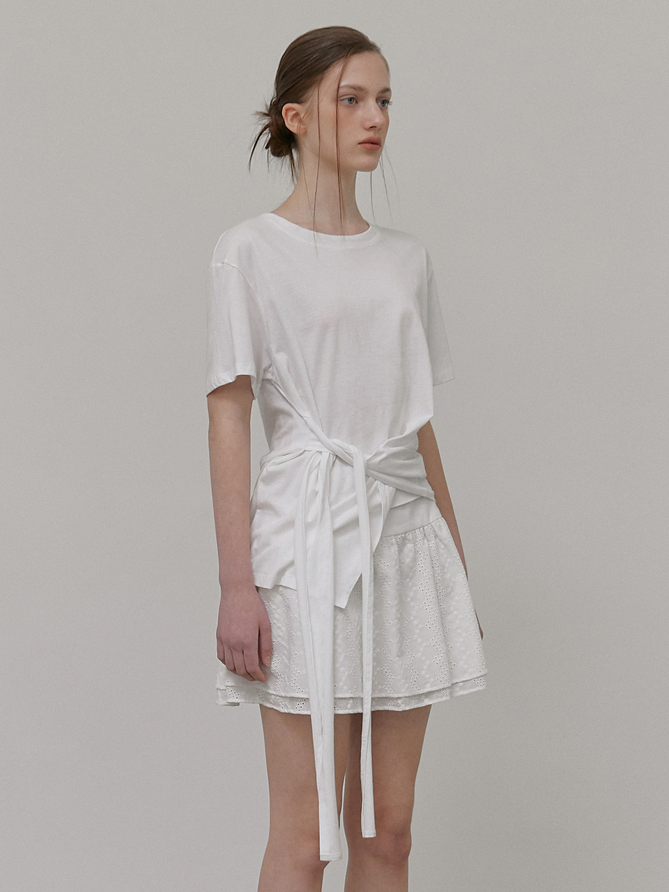 Tie Loose T-Shirt, White