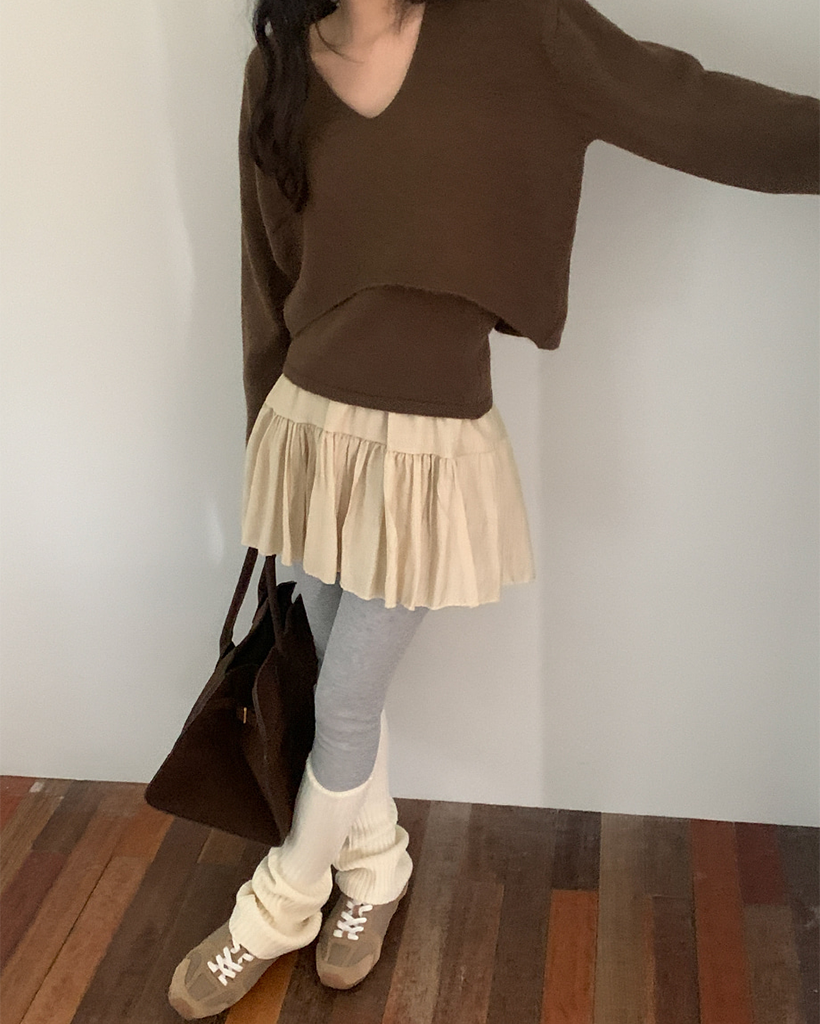 リブニットロングレッグウォーマー (2color) | ファッション通販