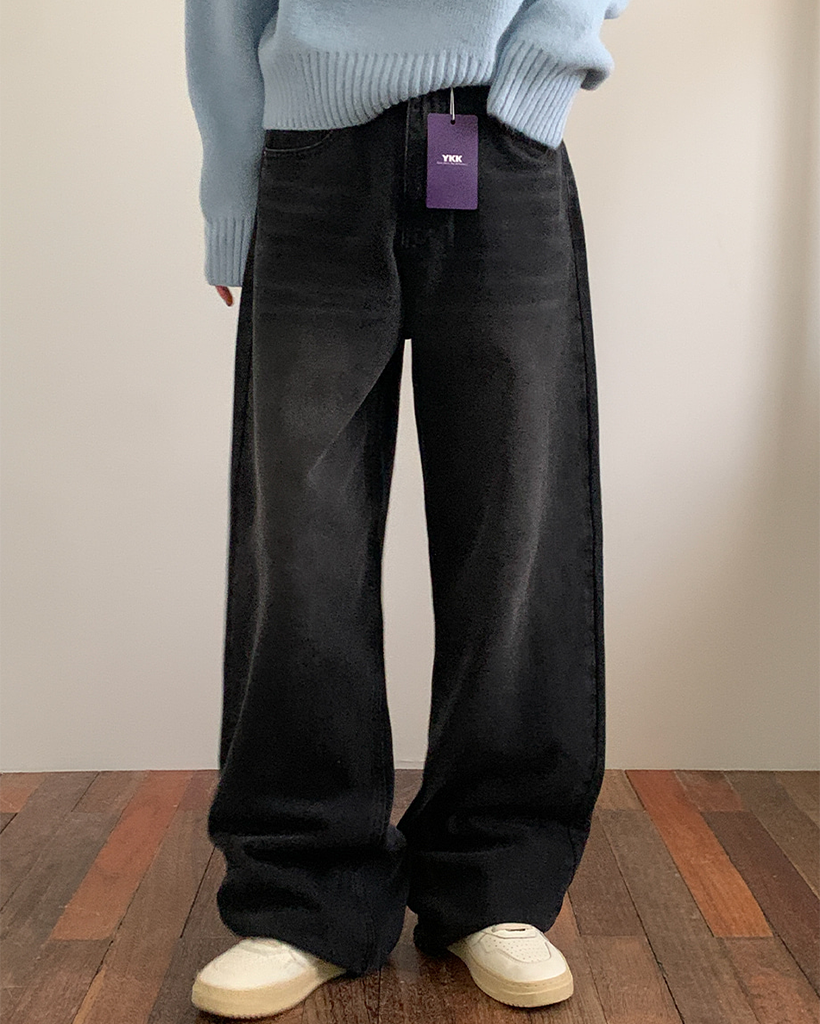 選べる着丈]ワイドブラックデニムパンツ | ファッション通販サイト NUGU