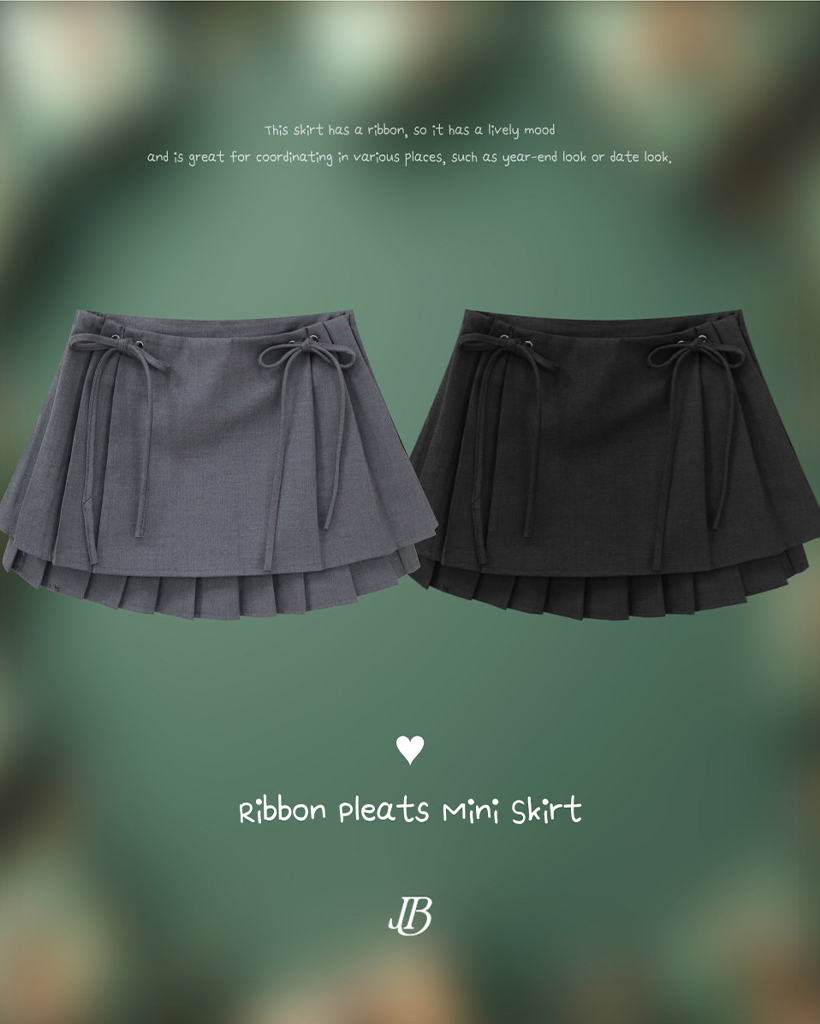 リボン2重プリーツミニスカート | ファッション通販サイト NUGU