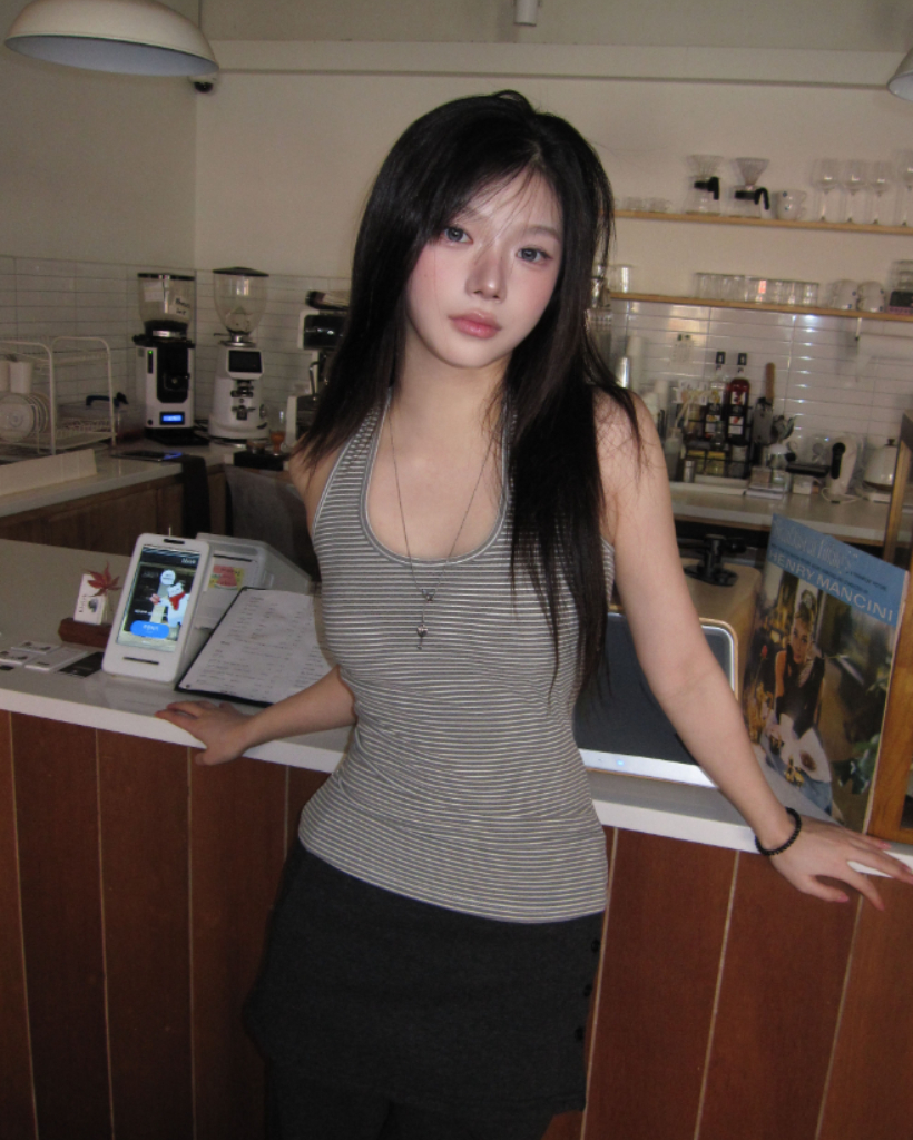 (3color)ホルターネックボーダーキャミソール