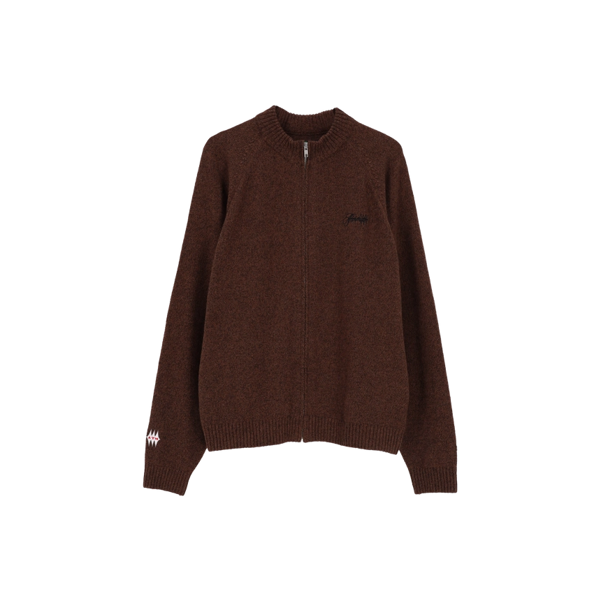 TWEED KNIT FULL ZIP 브라운 전면 (공홈용).png