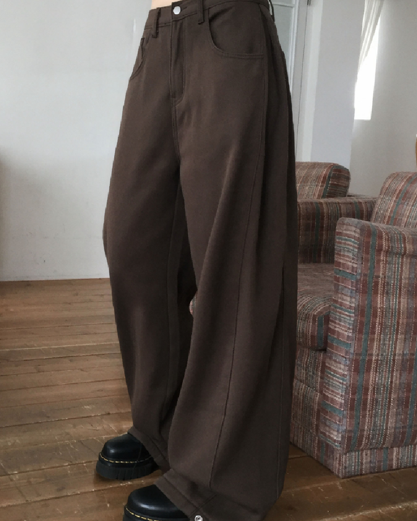 woon ページ 選べる着丈](4color)サイドスナップワイドコットンパンツ