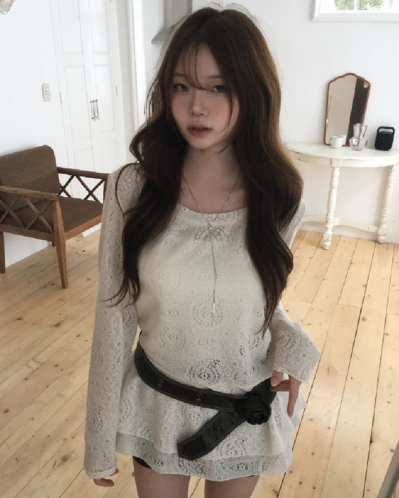 (3color)レイヤード風レースワンピース