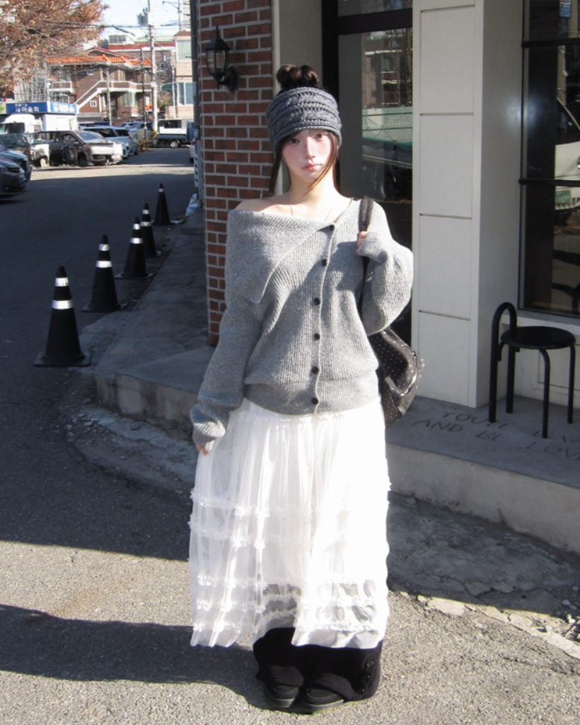 (3color)裏起毛ティアードロングスカート