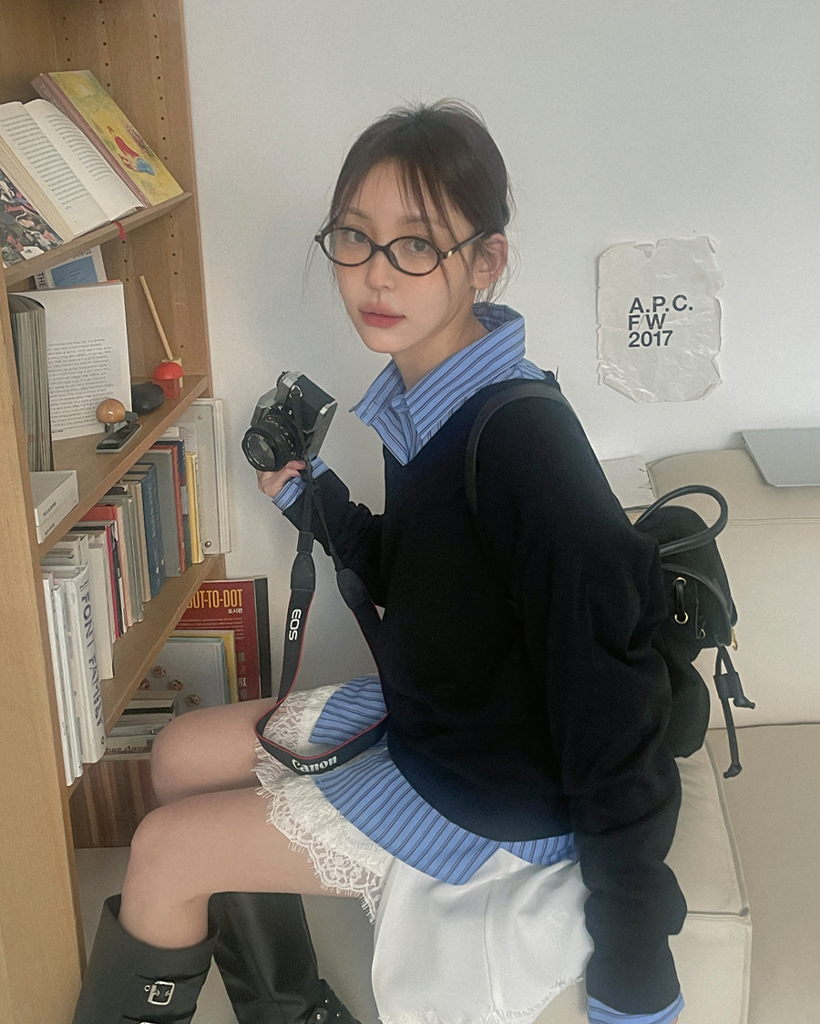 t0720　nae ブルーストライプシャツ 長袖ストライプシャツ(M ネイビー): トップス｜Right-on公式