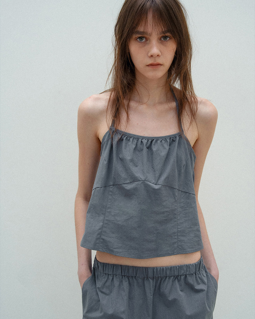 Teacup Halter Neck Top Gray
