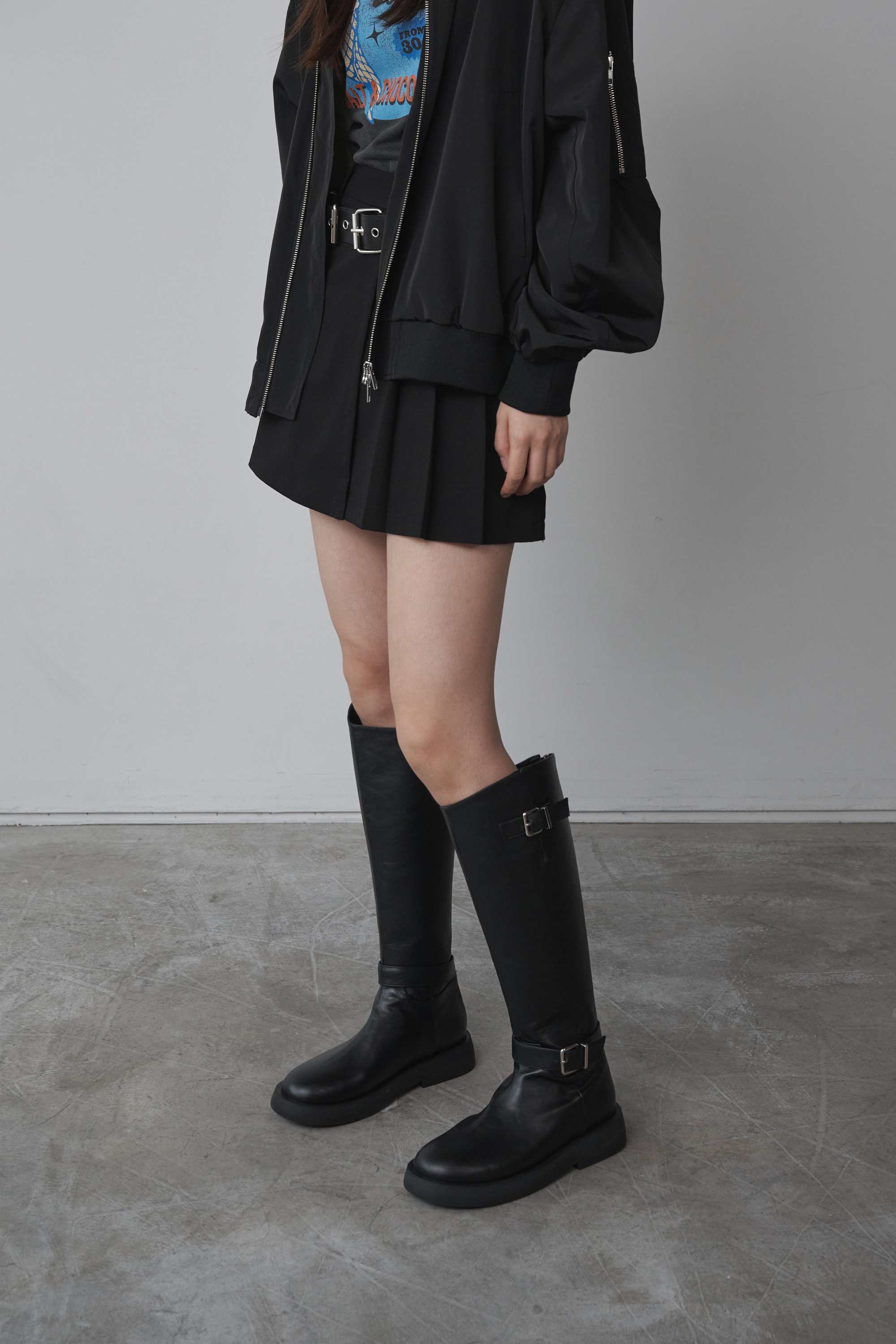 Round Toe Rider Flat Long Boots 412348002 (3.5cm/2 colors)