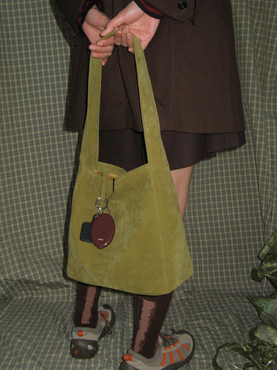 0008 Square Shoulder Bag_Suede Olive
