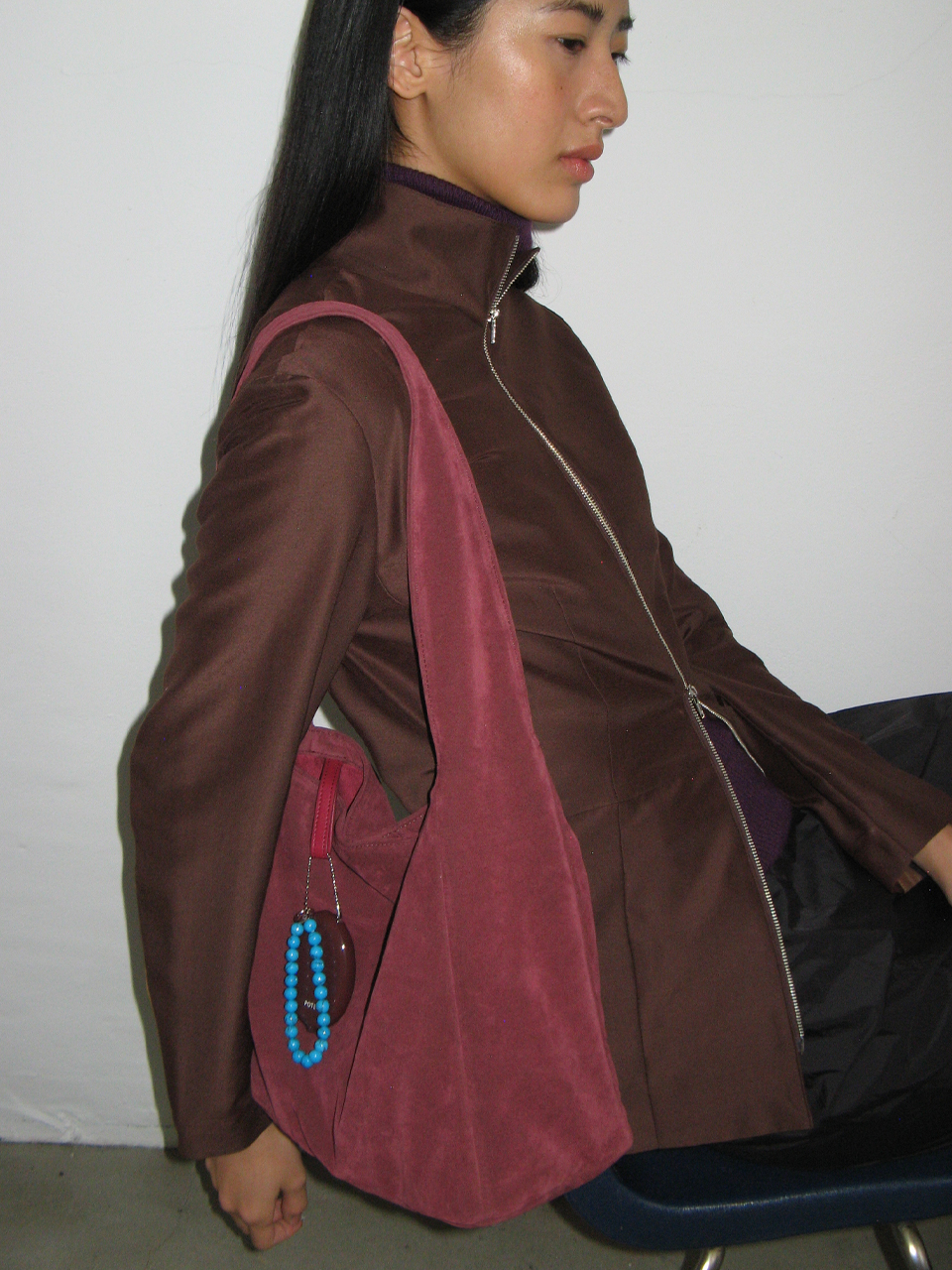 0008 Square Shoulder Bag_Suede Plum