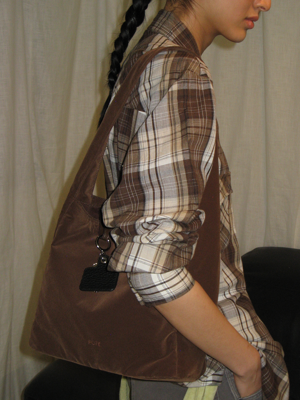 0008 Square Shoulder Bag_Corduroy Brown