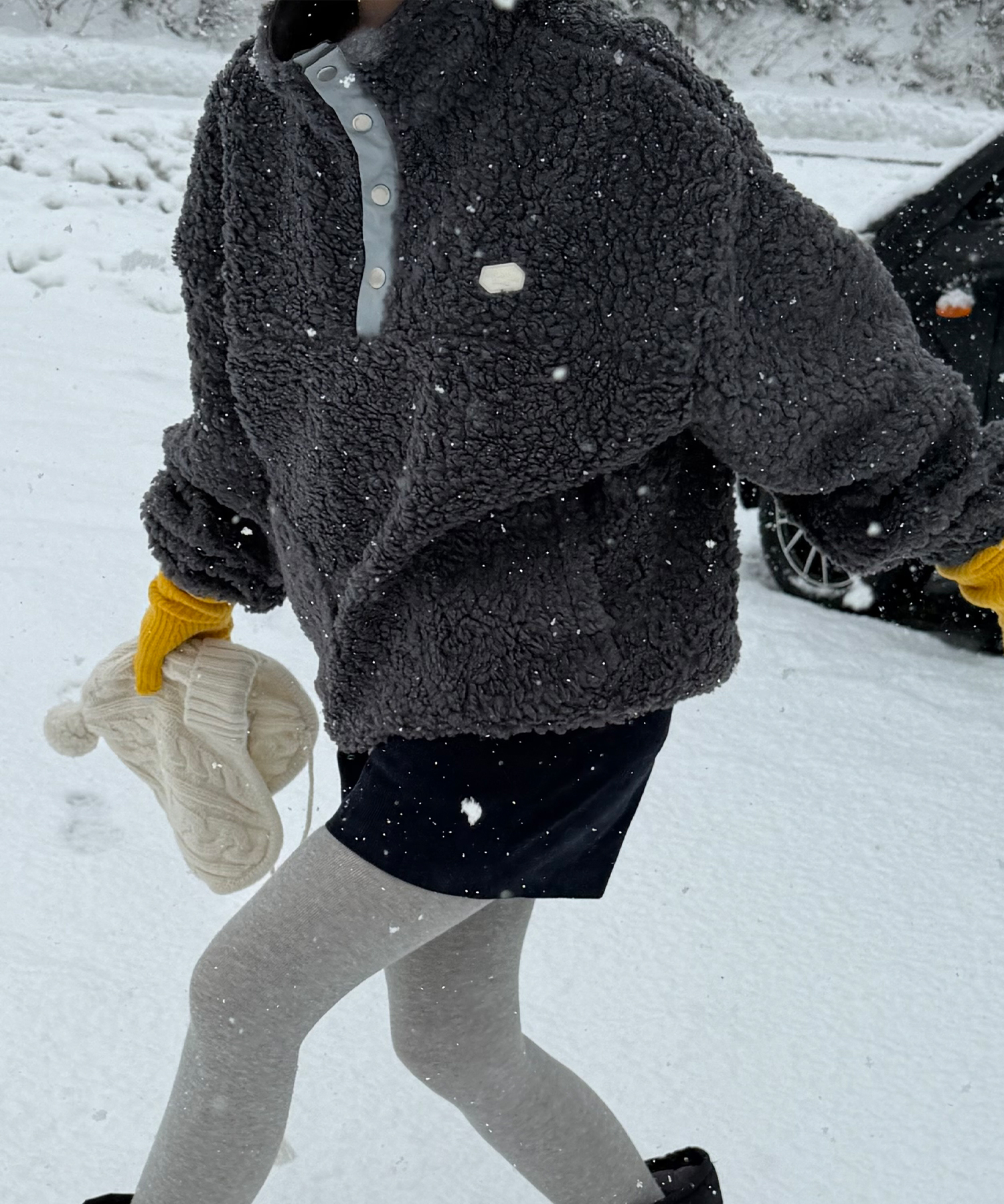 Toka Fleece Anorak - Charcoal