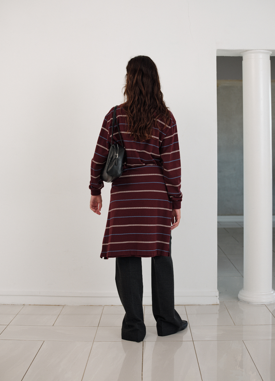 トップス xcxcbm Tonal Stripe Pique Shirt_Burgundy | ファッション通販サイト NUGU