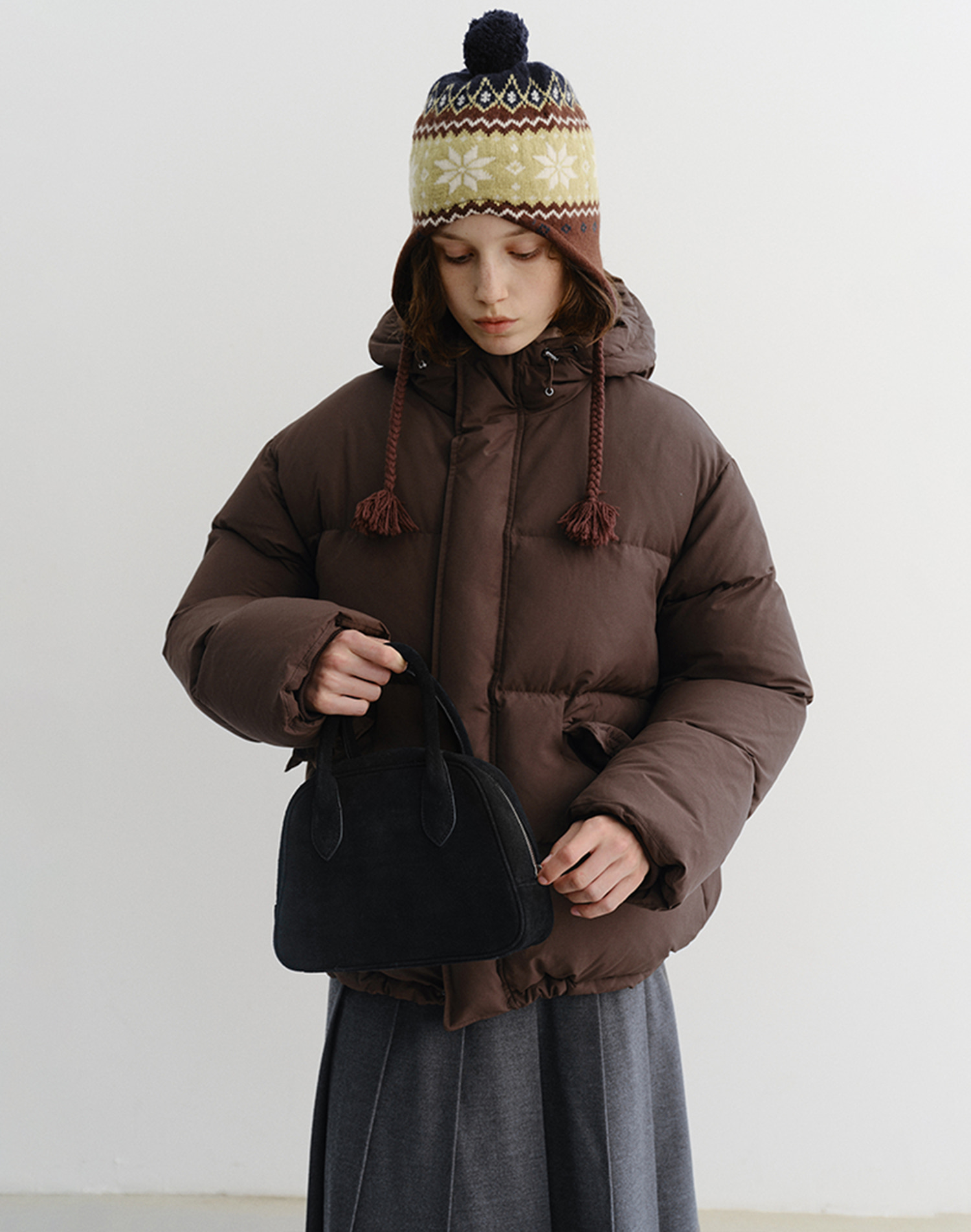 SUEDE BOSTON TOTE BAG BLACK_UDBA5F202BK