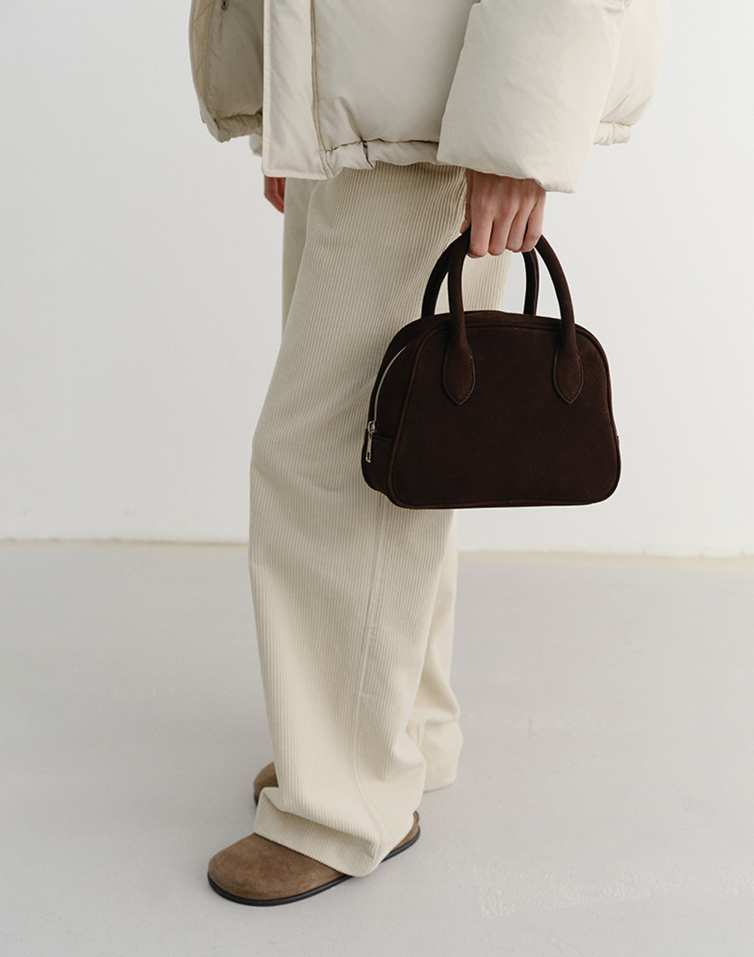 SUEDE BOSTON TOTE BAG DEEP BROWN_UDBA5F202W3