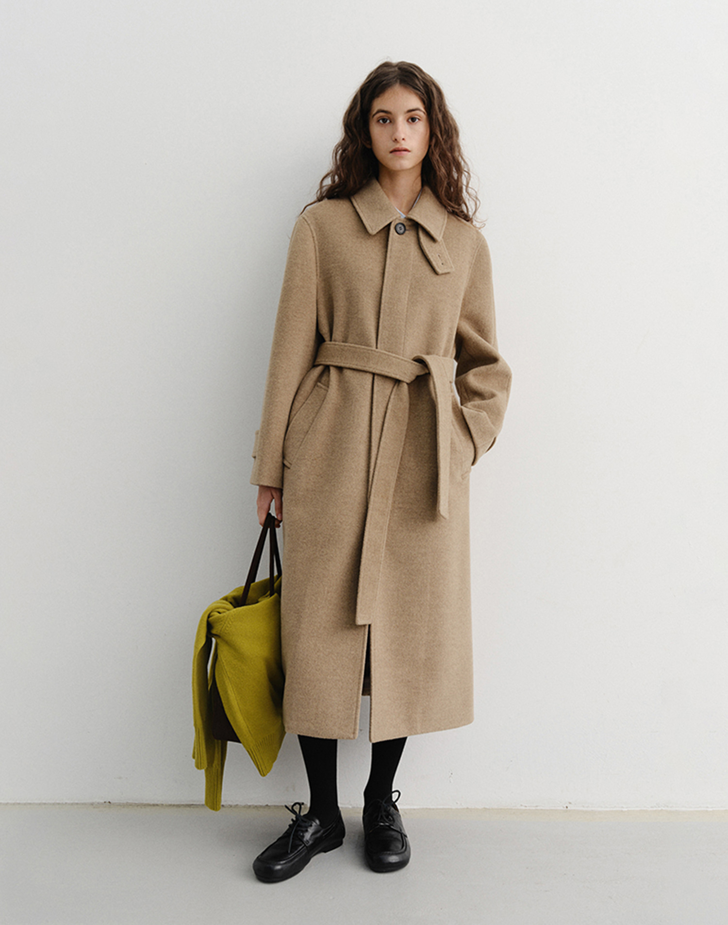 UNISEX BELTED CASHMERE MAC COAT OATMEAL BEIGE_UDCO5D123I1