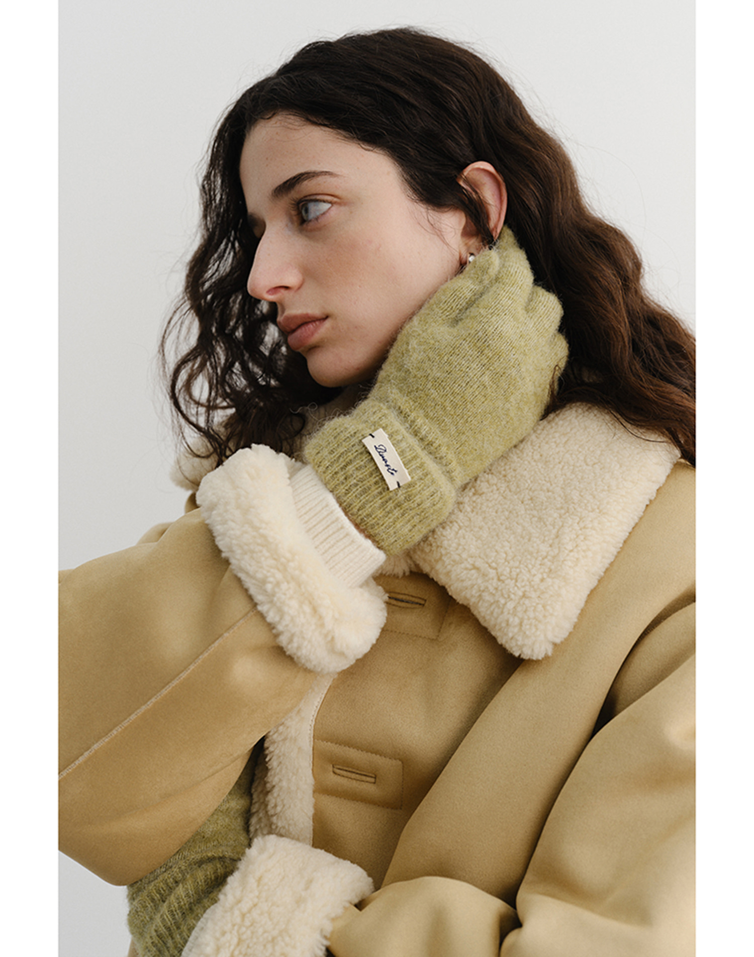 ALPACA LONG GLOVES OLIVE_UDGL5F101E1