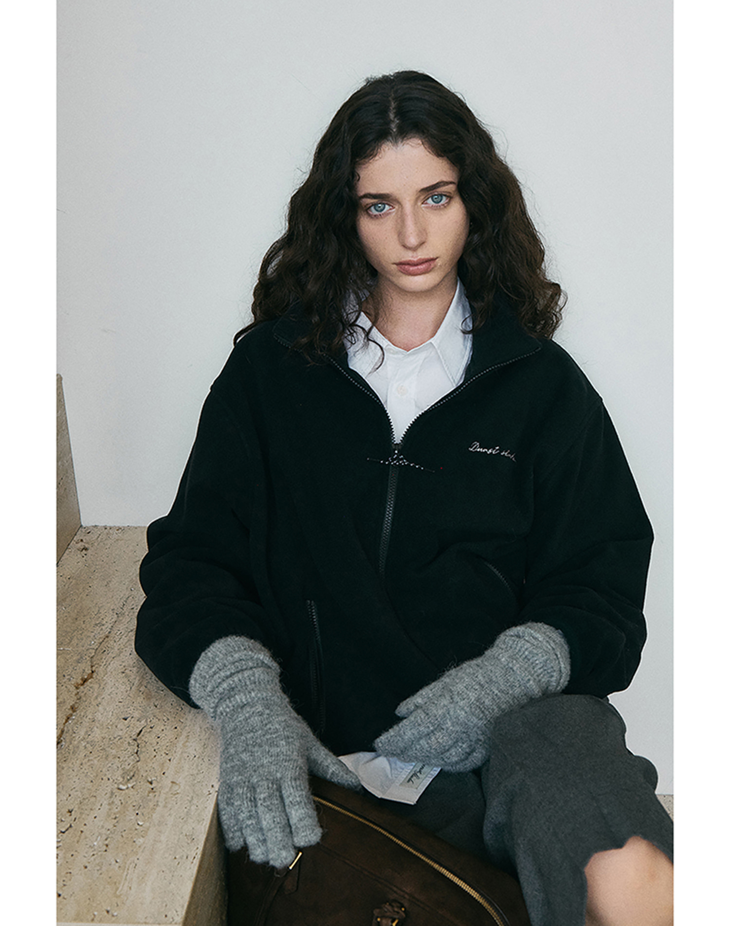 ALPACA LONG GLOVES MELANGE GREY_UDGL5F101G2