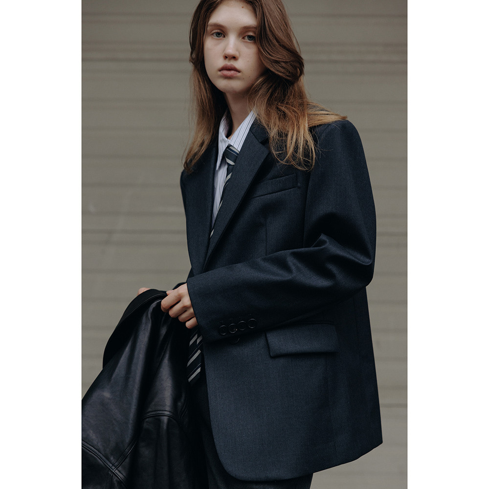 ESSENTIAL 2 BUTTON WOOL BLAZER CHARCOAL GREY_UDJA5C202G2