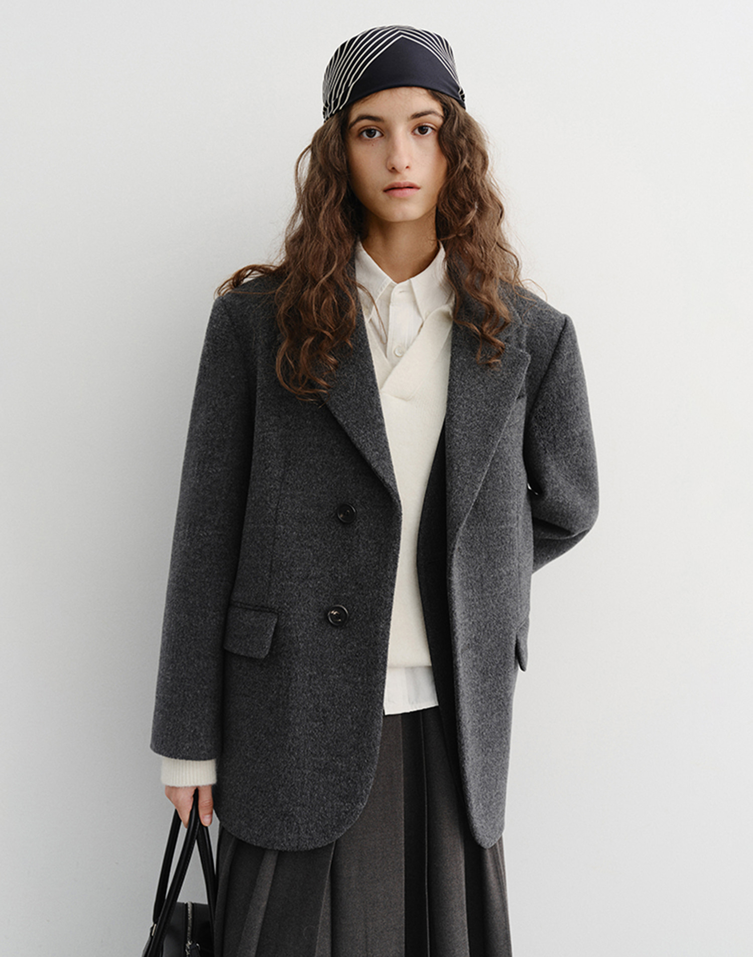 UNISEX LAYERED CASHMERE BLAZER CHARCOAL GREY_UDJA5D121CG