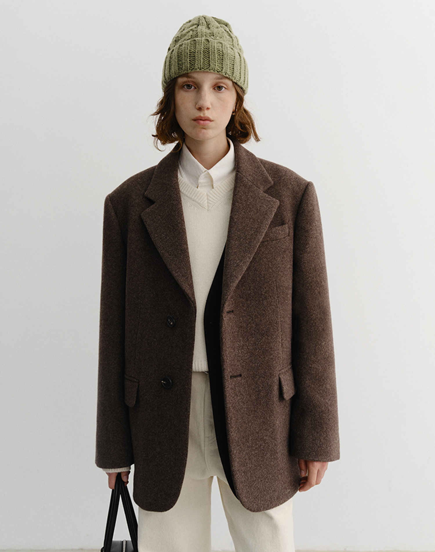 UNISEX LAYERED CASHMERE BLAZER MELANGE BROWN_UDJA5D121W2