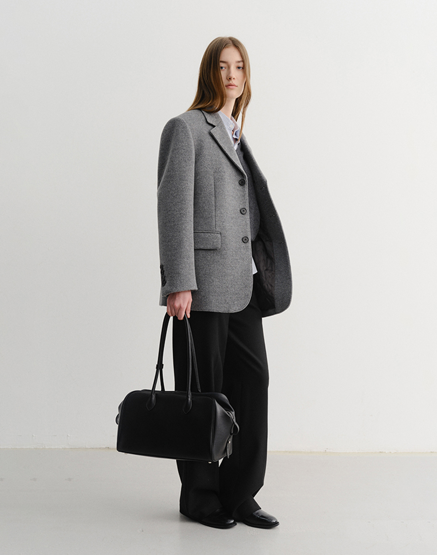 UNISEX 3 BUTTON CASHMERE JACKET MELANGE GREY_UDJA5D122G2