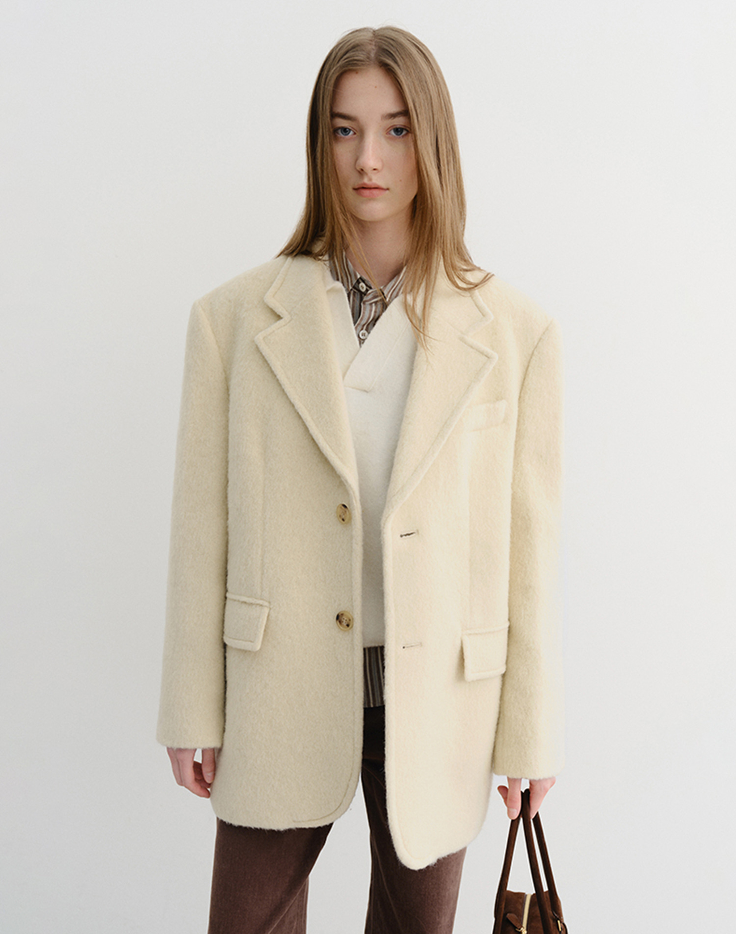 UNISEX ALPACA BLAZER COAT BUTTER BEIGE_UDJA5D123Y1