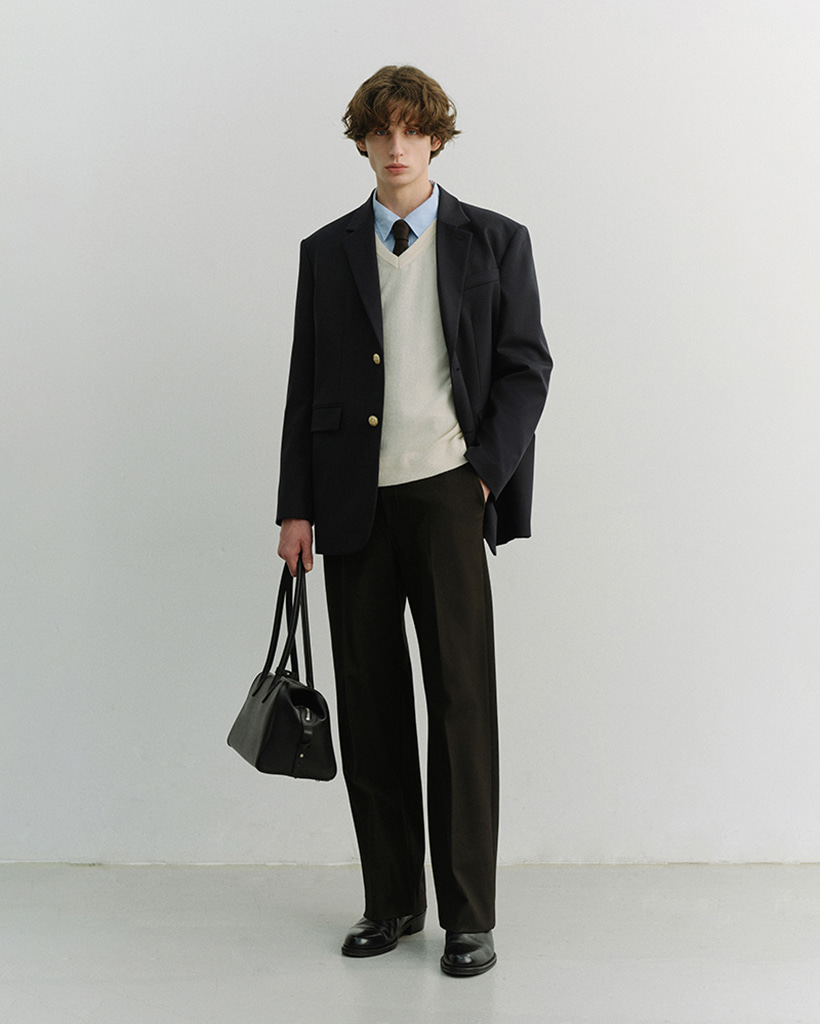 UNISEX 2 BUTTON WOOL BLAZER NAVY_M_UDJA6A102N2