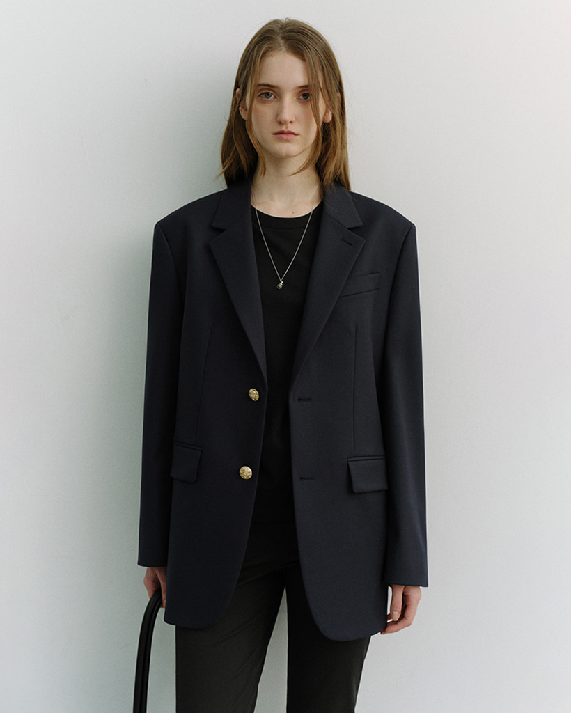 UNISEX 2 BUTTON WOOL BLAZER NAVY_UDJA6A102N2