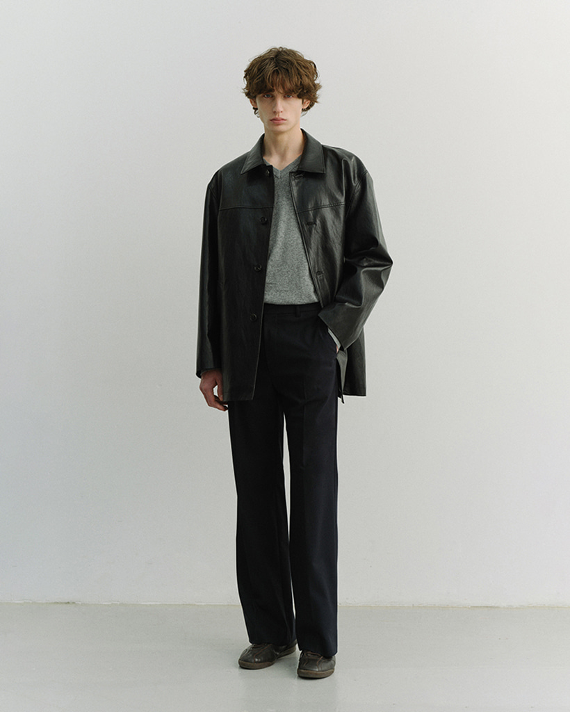 UNISEX ALTER-LEATHER HALF JACKET BLACK_M_UDJA6A106BK