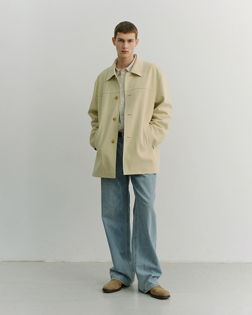 UNISEX ALTER-SUEDE HALF JACKET CREAM BEIGE_M_UDJA6A106CR