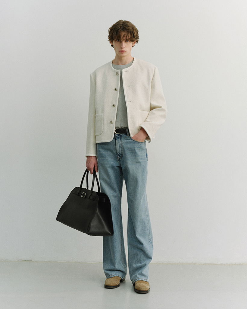 UNISEX CLASSIC BOUCLE TWEED JACKET CREAM_M_UDJA6A108CR