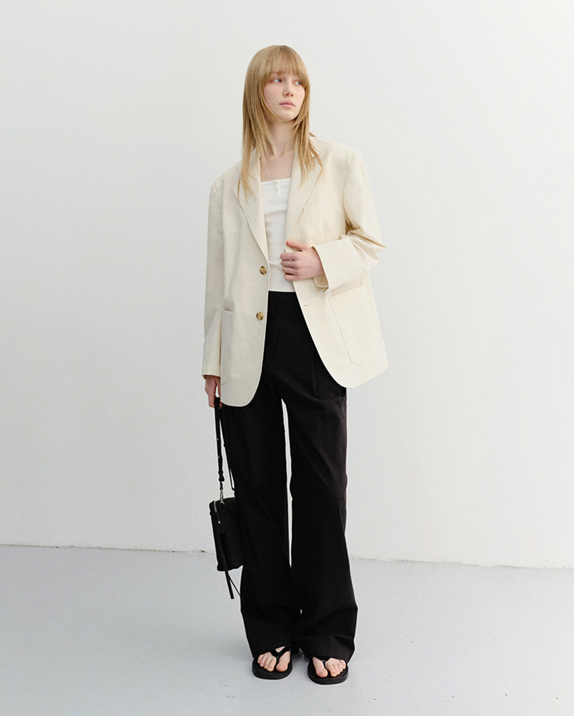 UNISEX CLASSIC LINEN JACKET CREAM_UDJA6B121CR