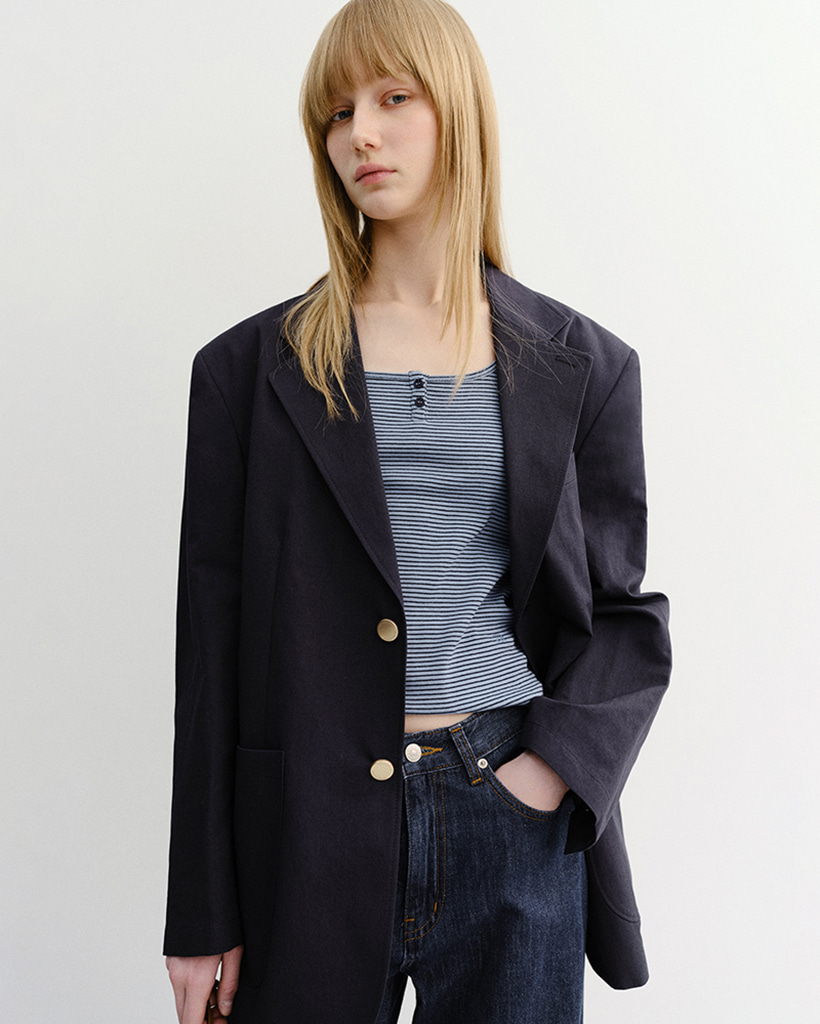 UNISEX CLASSIC LINEN JACKET NAVY_UDJA6B121N2