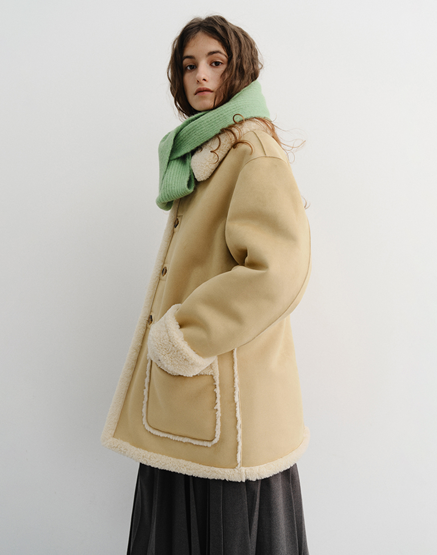 UNISEX REVERSIBLE SHEARLING JACKET LIGHT BEIGE_UDJU5D121I1