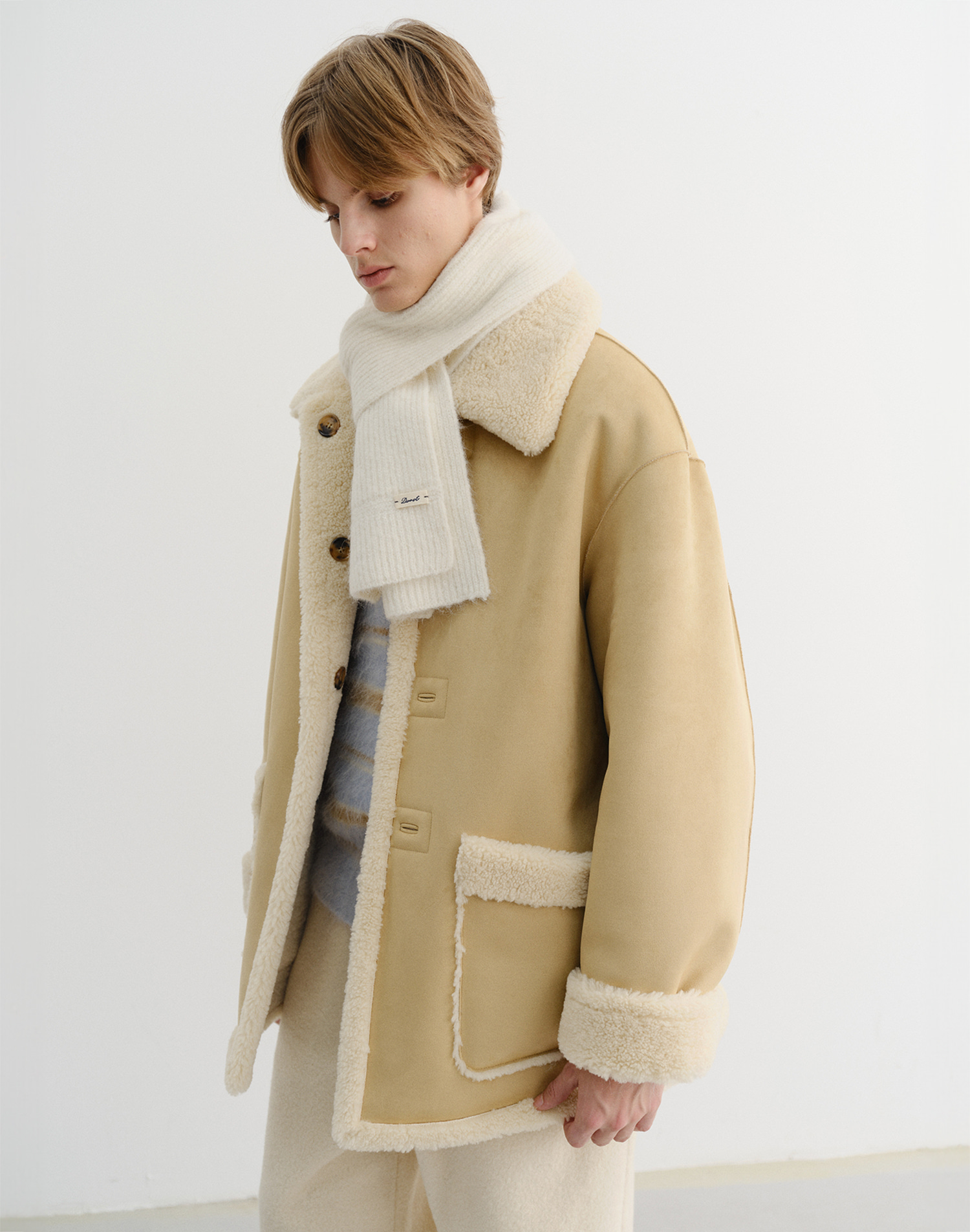 UNISEX REVERSIBLE SHEARLING JACKET LIGHT BEIGE_M_UDJU5D121I1