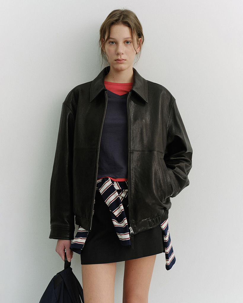 UNISEX DRIZZLER LEATHER JACKET BLACK_UDJU6A105BK