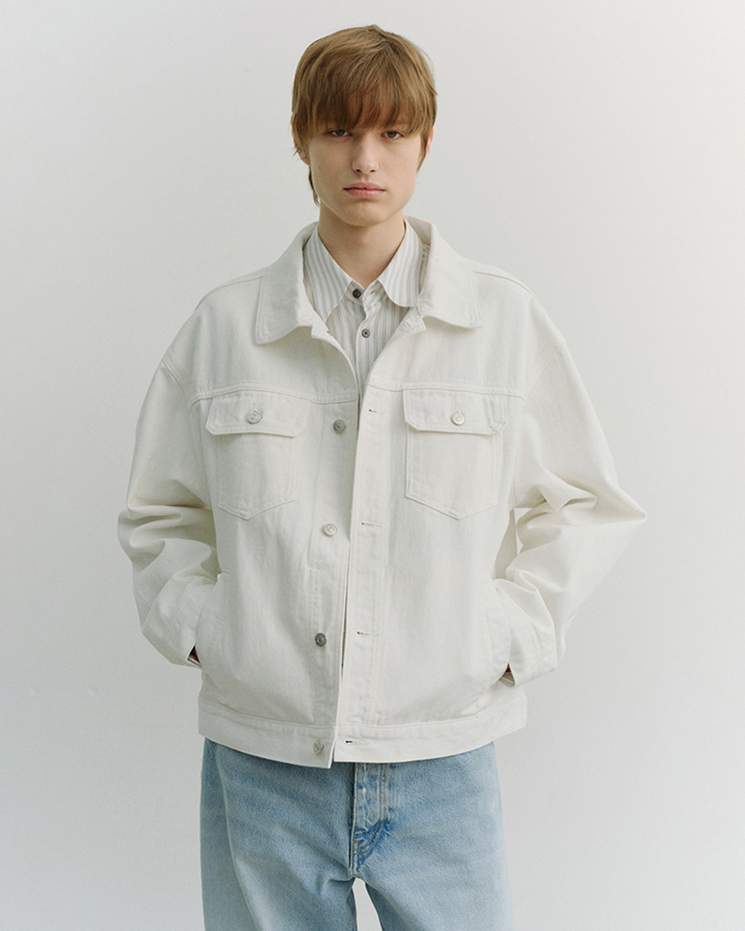 UNISEX DENIM TRUCKER JACKET IVORY_M_UDJU6A108IV