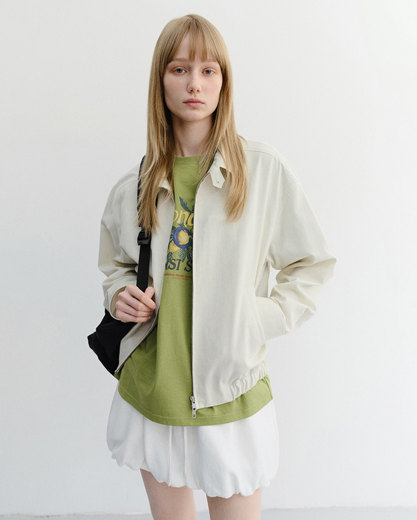 UNISEX COLLARED LIGHT BLOUSON JACKET IVORY_UDJU6B121IV