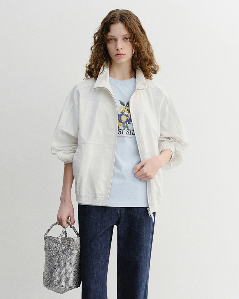 UNISEX SUMMER HARRINGTON JACKET CREAM STRIPE_UDJU6B122CR