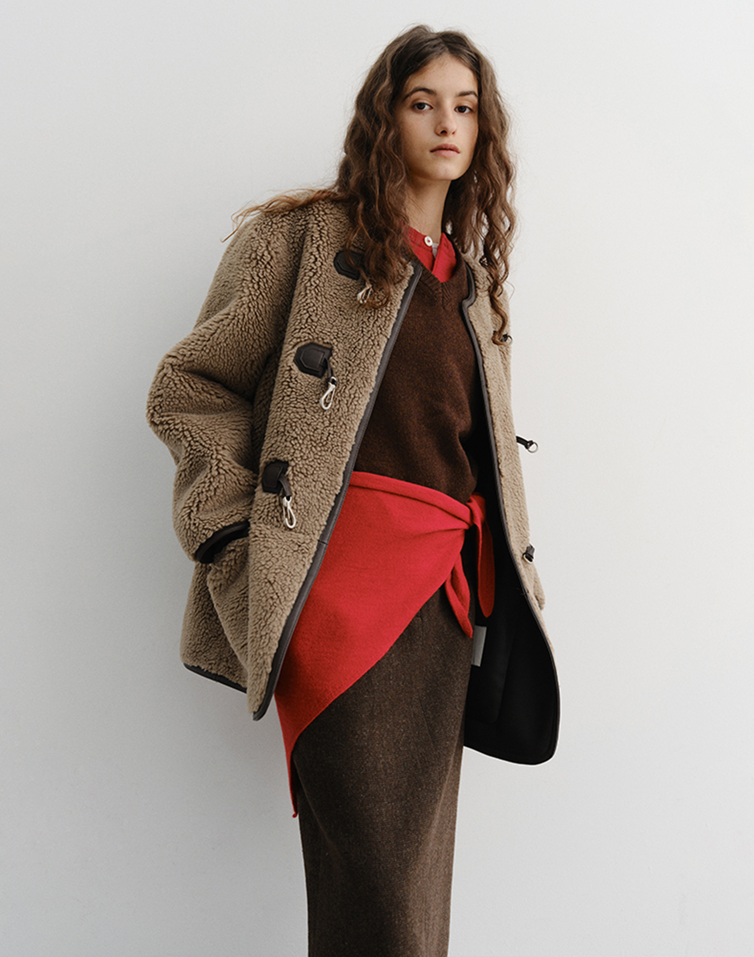 CASHMERE LAYERED MUFFLER RED_UDMU5F105R2