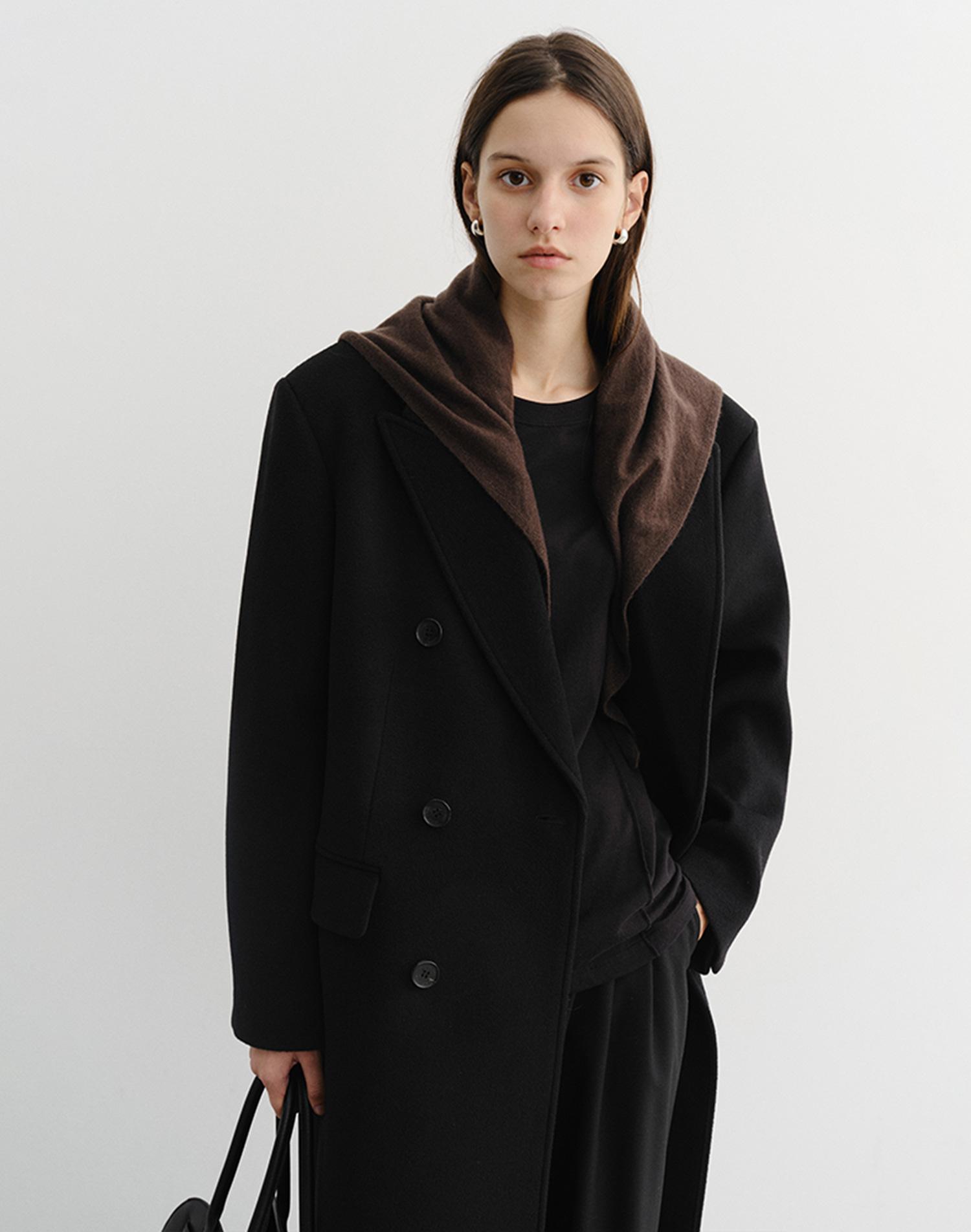 CASHMERE LAYERED MUFFLER DARK BROWN_UDMU5F105W3