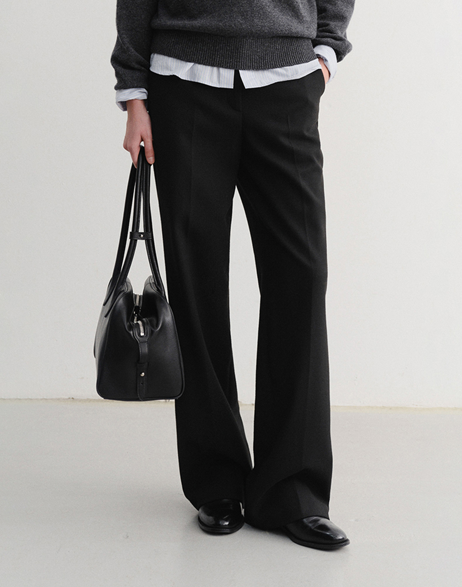 SEMI-WIDE WINTER SLACKS BLACK_UDPA5D221BK