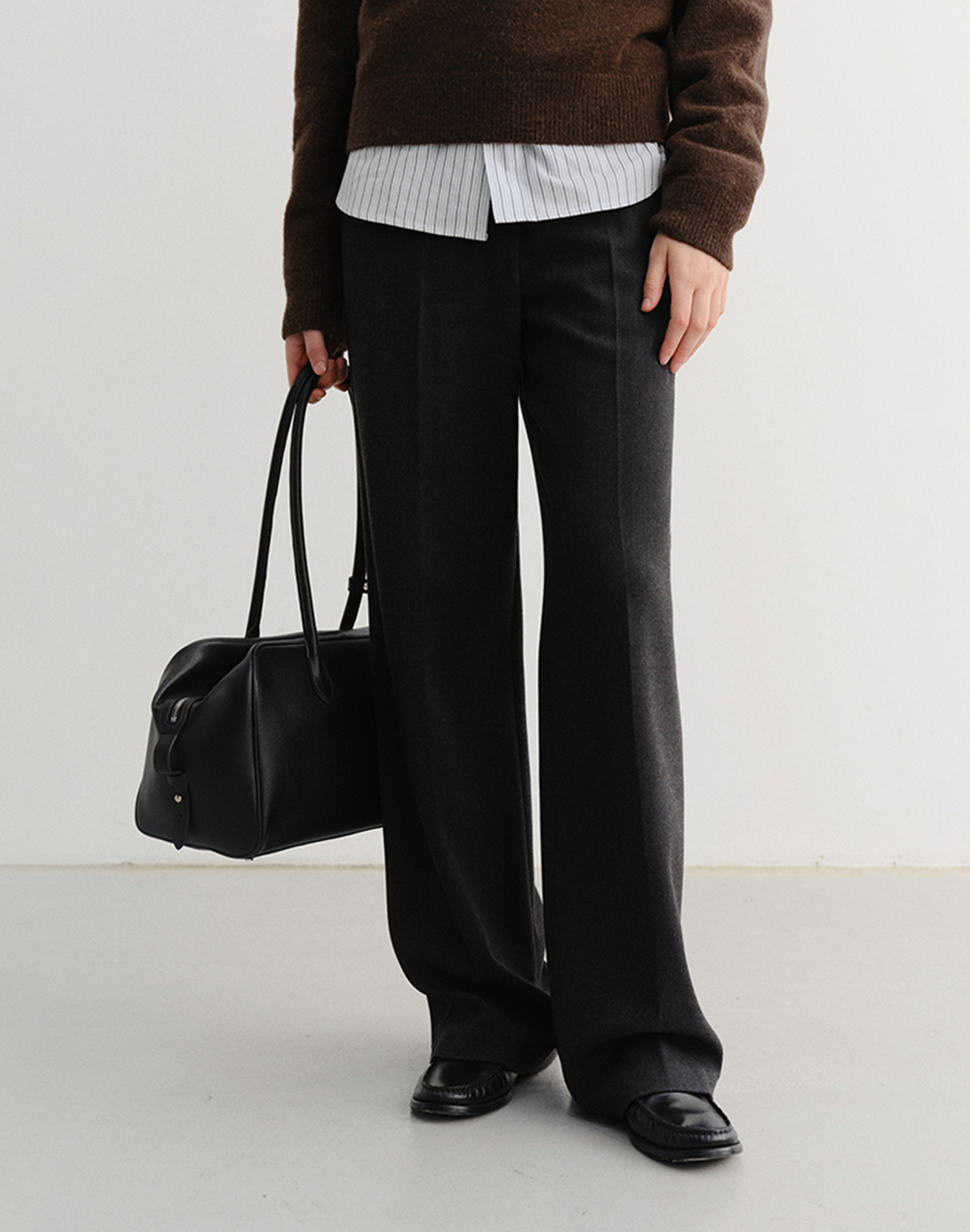 SEMI-WIDE WINTER SLACKS CHARCOAL GREY_UDPA5D221CG