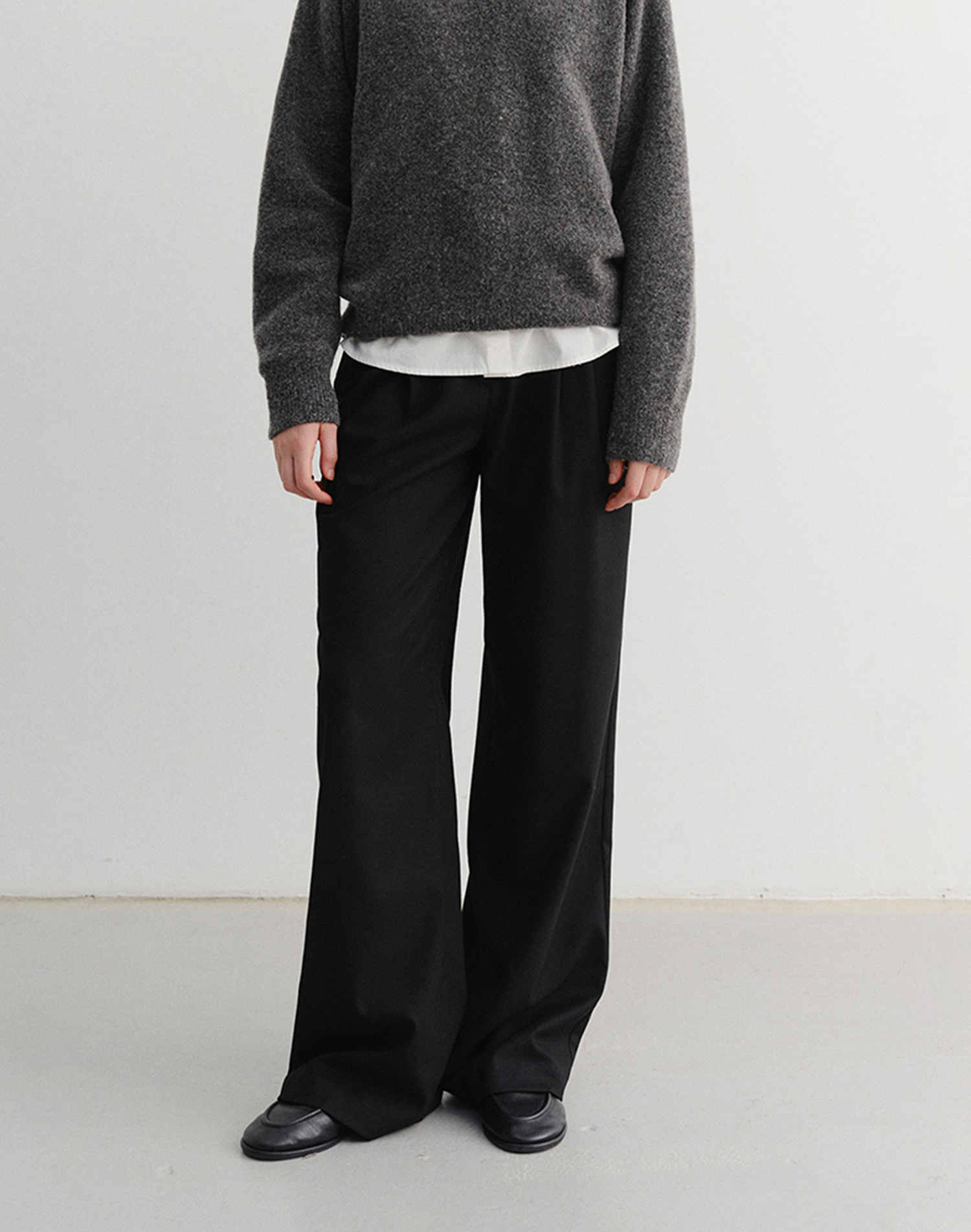 DOUBLE PLEATED SLACKS BLACK_UDPA5D224BK