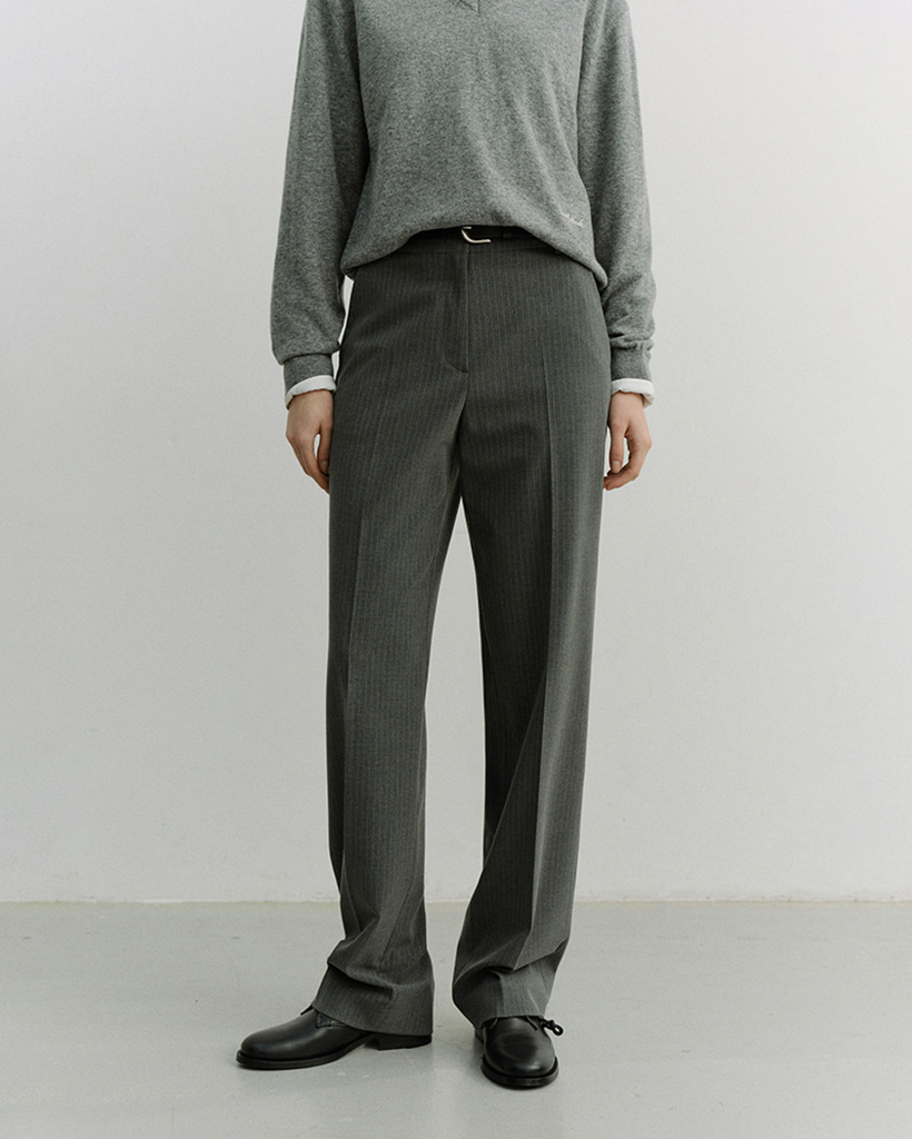 STRAIGHT SLACKS MELANGE GREY STRIPE_UDPA6A222G2