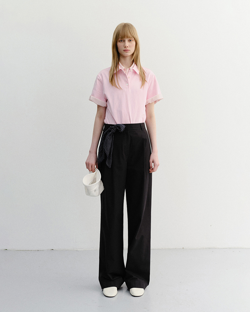 SUMMER DOUBLE PLEATED CHINO SLACKS BLACK_UDPA6B229BK