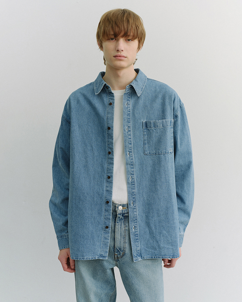 UNISEX OVERSIZED DENIM SHIRT LIGHT BLUE_M_UDSH6A102B1